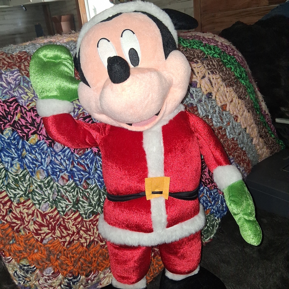 23" Disney Red and Green Santa Mickey Mouse Stuffed Animal